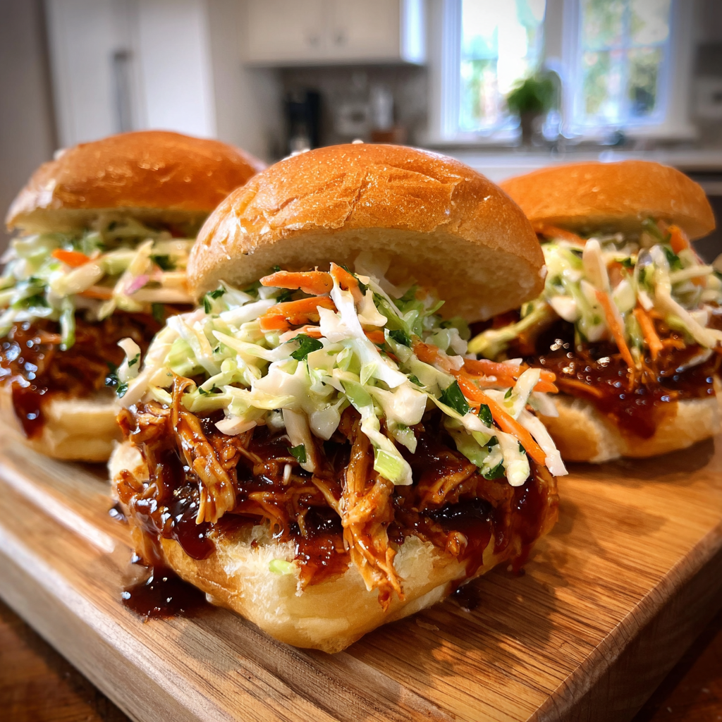 BBQ Pulled Chicken Sliders with Coleslaw: 8 Flavorful Bites