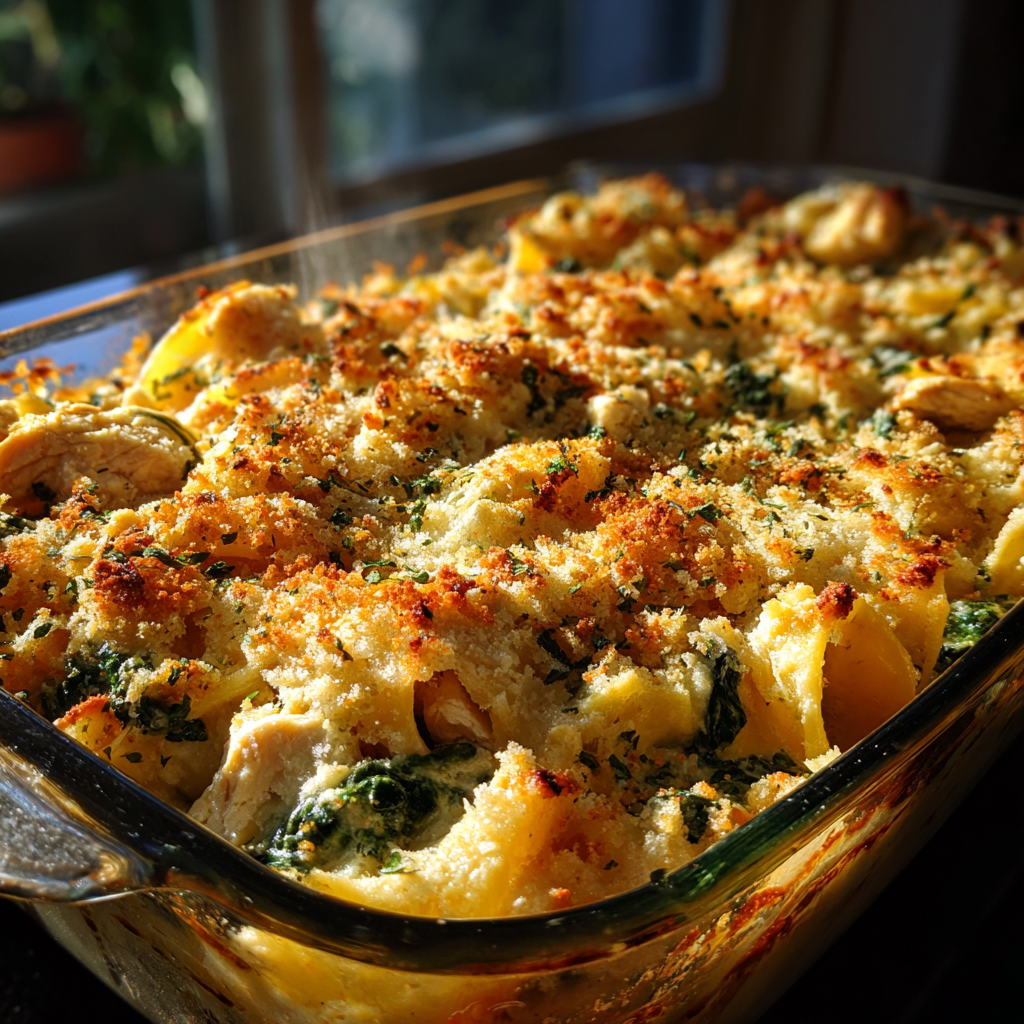 Cheesy Spinach Dip Chicken Pasta Bake: 30 Minutes to Bliss