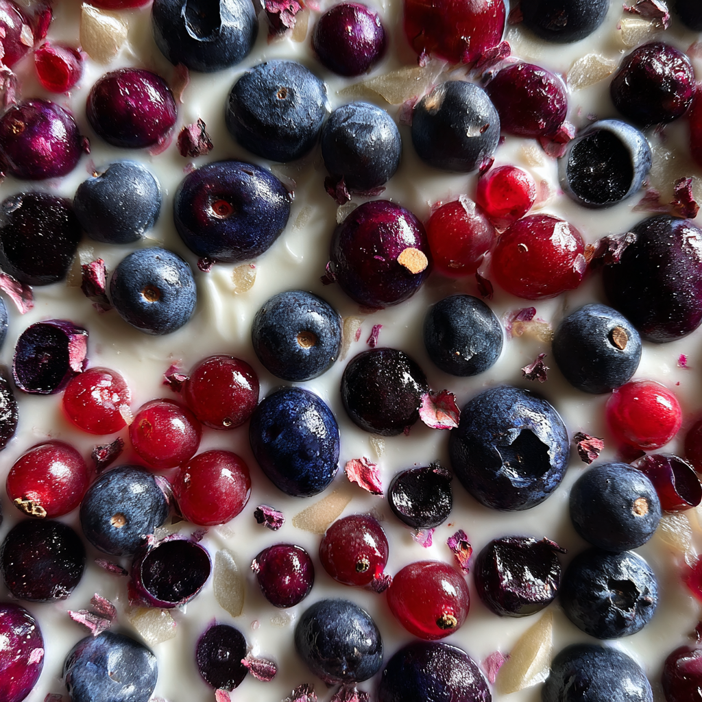 Frozen Honey Yogurt Bark with 5 Colorful Berry Layers