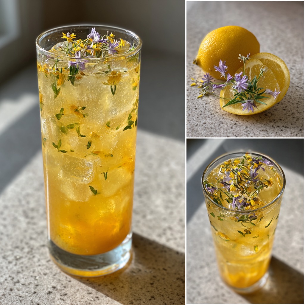 Golden Lemon Spritz with Edible Flowers: 10 Minutes to Refresh