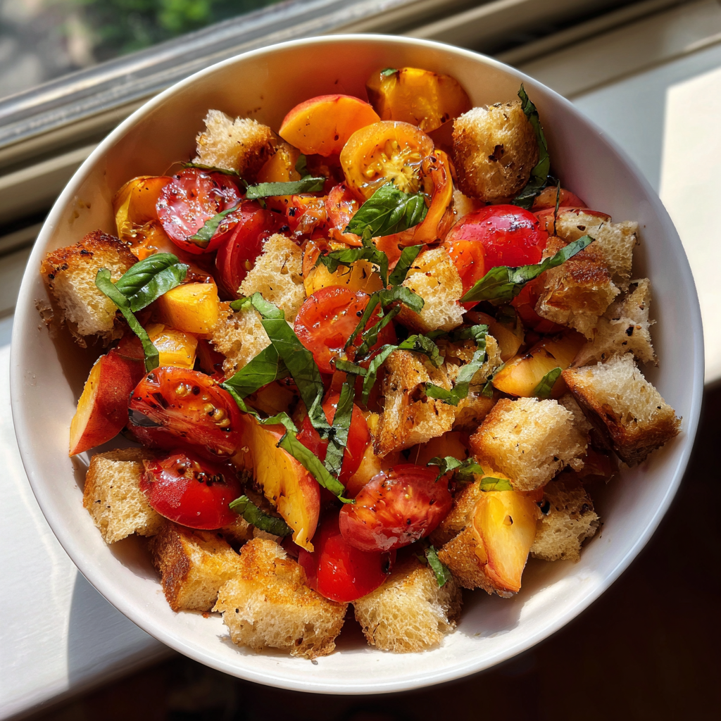 Peach Tomato Panzanella Salad: 5 Fresh Ingredients to Savor
